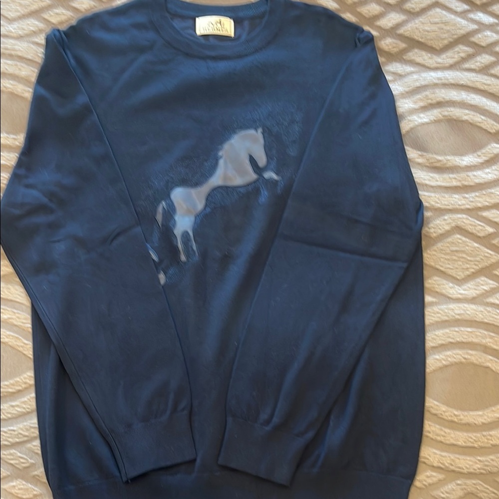 Men's Black Sweater with Horse Design